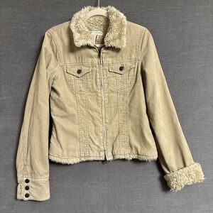 Vintage Abercrombie Fitch Jacket M Tan Corduroy Sherpa 90s y2k Grunge Fall Quilt